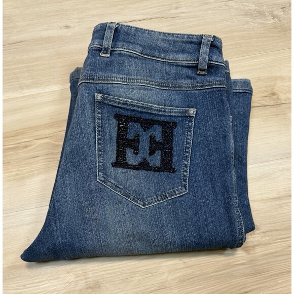 Escada Women’s Bootcut Jeans Embellished 40/10 30-31x34 Vintage - Picture 9 of 16